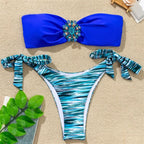 Shiny Rhinestone Strapless Bikini Female Women 2PCS Shiny Diamond Bikini Set Bra Swimsuit  Bathing Suit Swimsuit Women Swimwear Two-pieces Luxury Bikini Set Bather Bathing Suit Swimwear Stevvex