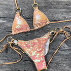 Shiny Solid Bikini Swimsuit Halter Swimwear Bathing Suit Women Bling Sequin Bikini Set Beach Wear Women Shiny Bikini Micro String Two Pieces Swimsuit Female Summer Swimwear Stevvex