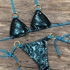 Shiny Solid Bikini Swimsuit Halter Swimwear Bathing Suit Women Bling Sequin Bikini Set Beach Wear Women Shiny Bikini Micro String Two Pieces Swimsuit Female Summer Swimwear Stevvex