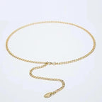 Shiny Women Metal Belt Luxurious Gold Dress Chain Belts Elegant Polished Adjustable Metal Mirror Waist Belt