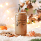 Shit Show Coordinator 17oz Glass Tumbler With Bamboo Lid, 2 Stainless Straws BandsCo Straps