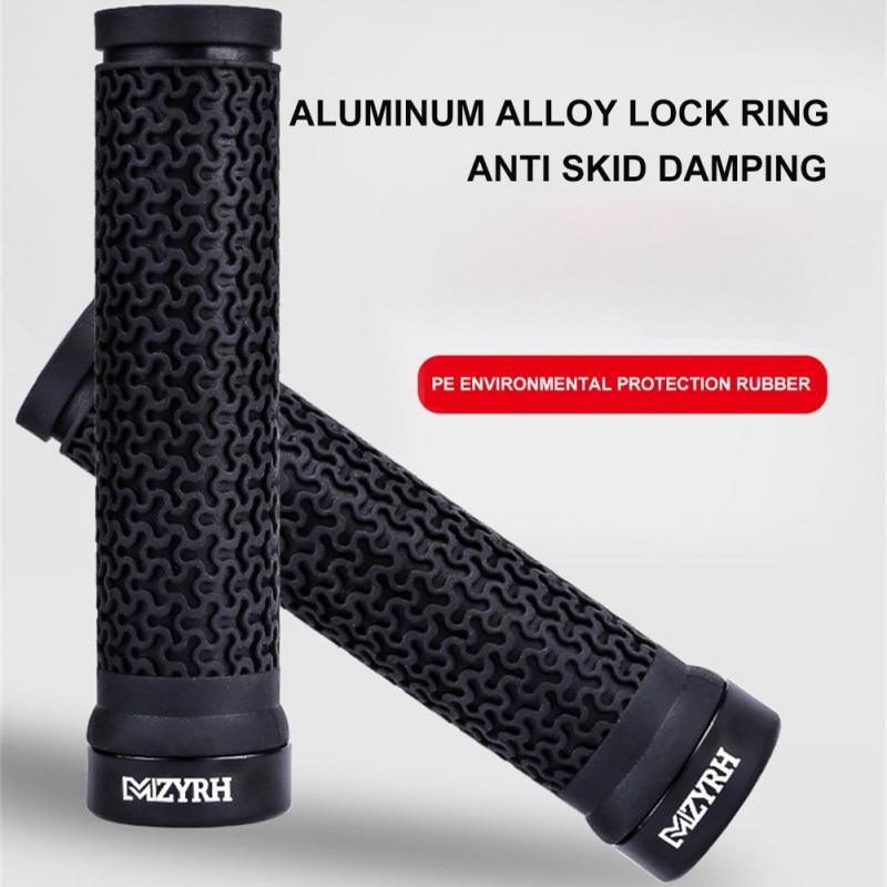 Shock Absorption Mountain Road Cycling Bike Bicycle Handlebar Cover Grips Smooth Soft Rubber Anti-slip Handle Grip Lock Bar End Premium Bike Handlebar Grips Single Lock-on Bike Grips Professional Mountain Bicycle Handlebar Locking Grips Stevvex