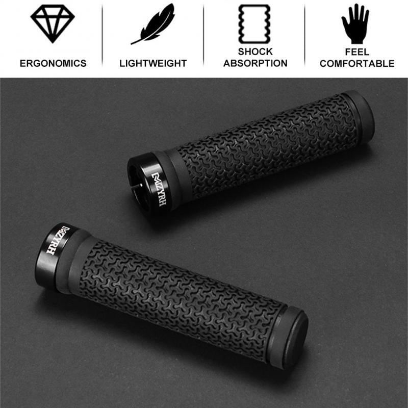 Shock Absorption Mountain Road Cycling Bike Bicycle Handlebar Cover Grips Smooth Soft Rubber Anti-slip Handle Grip Lock Bar End Premium Bike Handlebar Grips Single Lock-on Bike Grips Professional Mountain Bicycle Handlebar Locking Grips Stevvex