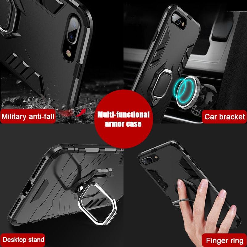 Shockproof Armor Case For iPhone XR iPhone X Xs Xs Max Stand Holder Ring Phone Cover for iPhone 6 6S 6PLUS 7 8 plus  Slim Durable Soft Anti-Scratch 360 Degree Rotating Ring Holder Kickstand Protective With Magnetic Case Stevvex