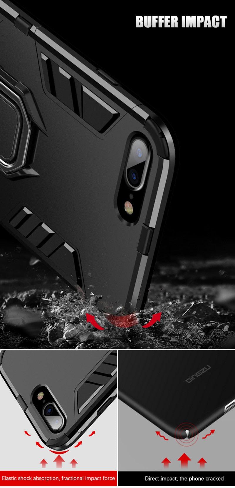 Shockproof Armor Case For iPhone XR iPhone X Xs Xs Max Stand Holder Ring Phone Cover for iPhone 6 6S 6PLUS 7 8 plus  Slim Durable Soft Anti-Scratch 360 Degree Rotating Ring Holder Kickstand Protective With Magnetic Case Stevvex
