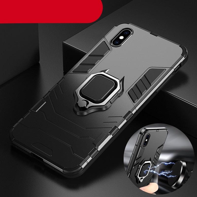 Shockproof Armor Case For iPhone XR iPhone X Xs Xs Max Stand Holder Ring Phone Cover for iPhone 6 6S 6PLUS 7 8 plus  Slim Durable Soft Anti-Scratch 360 Degree Rotating Ring Holder Kickstand Protective With Magnetic Case Stevvex