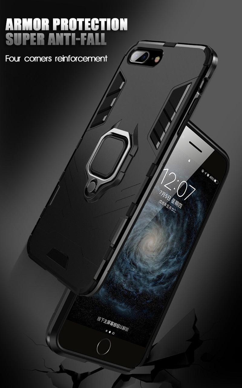 Shockproof Armor Case For iPhone XR iPhone X Xs Xs Max Stand Holder Ring Phone Cover for iPhone 6 6S 6PLUS 7 8 plus  Slim Durable Soft Anti-Scratch 360 Degree Rotating Ring Holder Kickstand Protective With Magnetic Case Stevvex