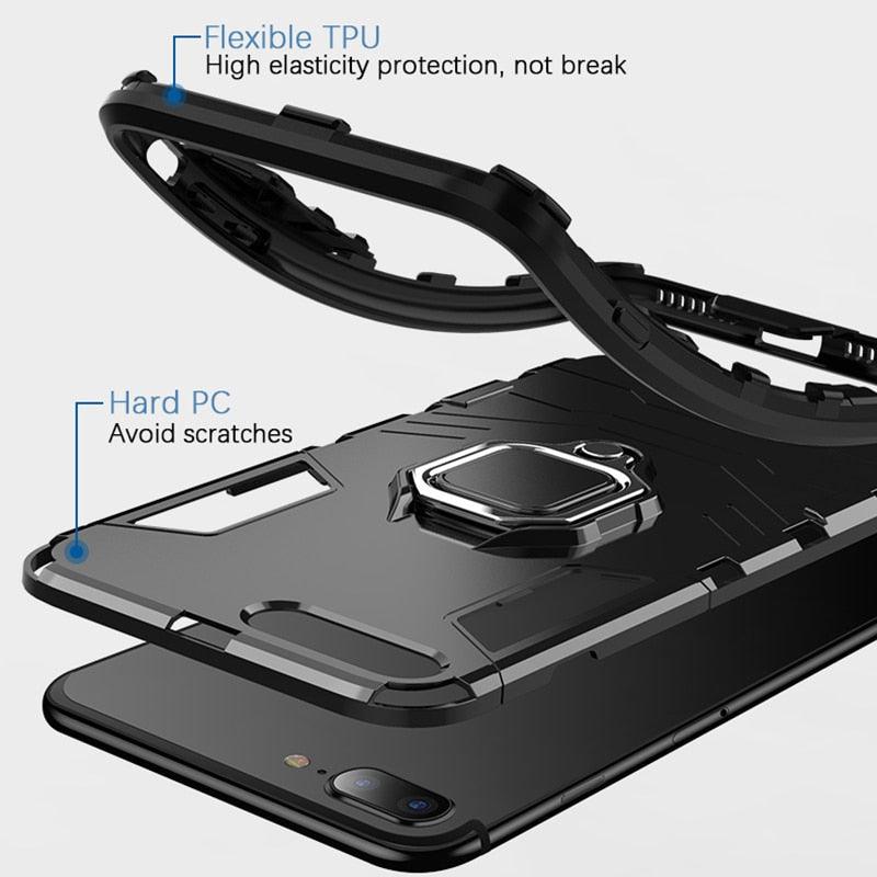 Shockproof Armor Case For iPhone XR iPhone X Xs Xs Max Stand Holder Ring Phone Cover for iPhone 6 6S 6PLUS 7 8 plus  Slim Durable Soft Anti-Scratch 360 Degree Rotating Ring Holder Kickstand Protective With Magnetic Case Stevvex