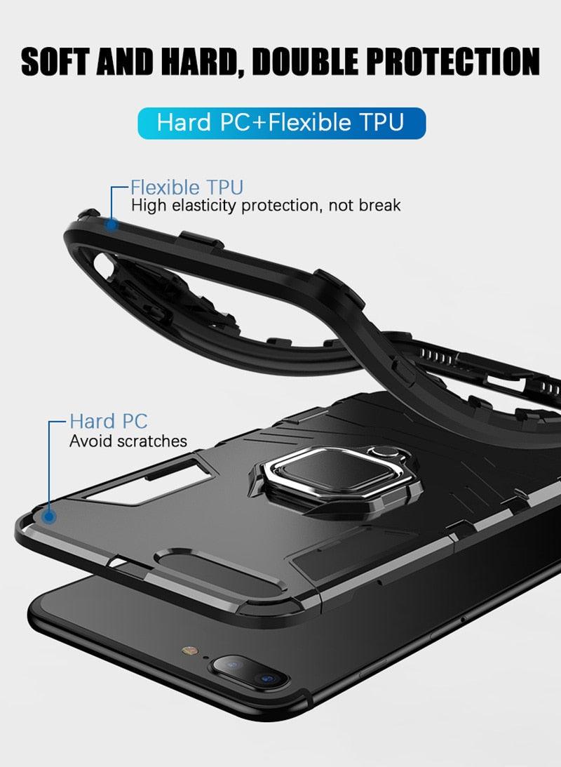 Shockproof Armor Case For iPhone XR iPhone X Xs Xs Max Stand Holder Ring Phone Cover for iPhone 6 6S 6PLUS 7 8 plus  Slim Durable Soft Anti-Scratch 360 Degree Rotating Ring Holder Kickstand Protective With Magnetic Case Stevvex
