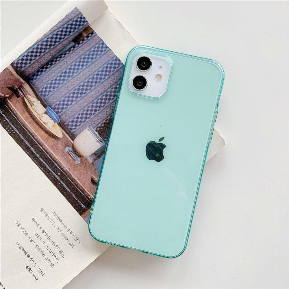Shockproof Bumper Cover Anti-Scratch Protective Slim Thin Phone Case for iPhone Candy Color Transparent Silicone Phone Case For iPhone 14 12 13 Mini 14 Pro Max Clear Soft Cover Stevvex