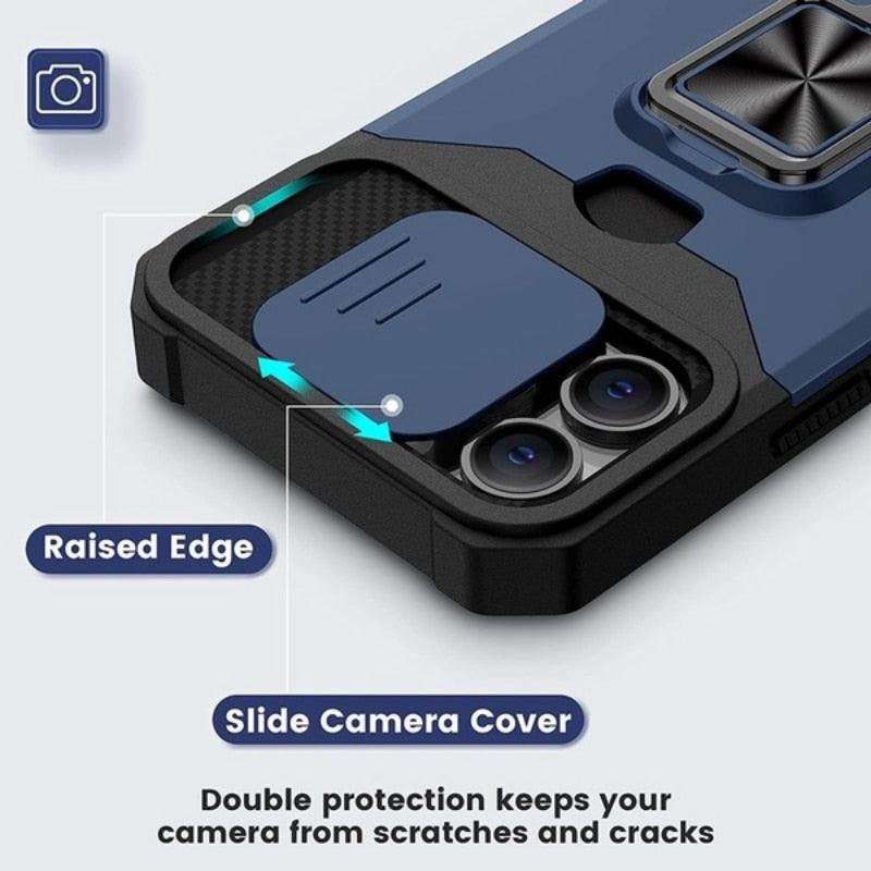 Shockproof Camera Cover & Kickstand  Heavy Duty Protective Case Suitable For iPhone 14 Pro Max Card Push Anti-fall Mobile Phone Case iPhone 13 12 11 Pro Max Ring Protective Cover Stevvex
