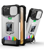 Shockproof Camera Cover & Kickstand  Heavy Duty Protective Case Suitable For iPhone 14 Pro Max Card Push Anti-fall Mobile Phone Case iPhone 13 12 11 Pro Max Ring Protective Cover Stevvex
