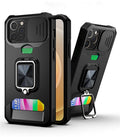 Shockproof Camera Cover & Kickstand  Heavy Duty Protective Case Suitable For iPhone 14 Pro Max Card Push Anti-fall Mobile Phone Case iPhone 13 12 11 Pro Max Ring Protective Cover Stevvex