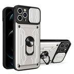 Shockproof Case for iPhone 13 12 11 Pro Max With Card Slot Ring Stand Camera Protection Phone Cover for iPhone XR XS Max Removable Card Holder Ring Holder Shockproof Protection Cover Stevvex