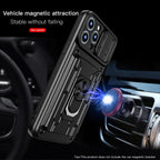 Shockproof Case for iPhone 13 12 11 Pro Max With Card Slot Ring Stand Camera Protection Phone Cover for iPhone XR XS Max Removable Card Holder Ring Holder Shockproof Protection Cover Stevvex