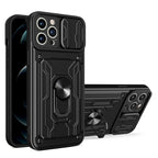 Shockproof Case for iPhone 13 12 11 Pro Max With Card Slot Ring Stand Camera Protection Phone Cover for iPhone XR XS Max Removable Card Holder Ring Holder Shockproof Protection Cover Stevvex