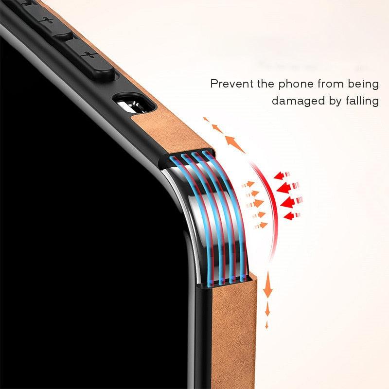 Shockproof Leather Texture Case For iPhone  8 7 Plus Soft Silicone Bumper Camera Protection Phone Cover Luxury Elegant PU Leather Flexible Bumper Non-Slip Grip Shockproof Full Body Protective Cover Stevvex