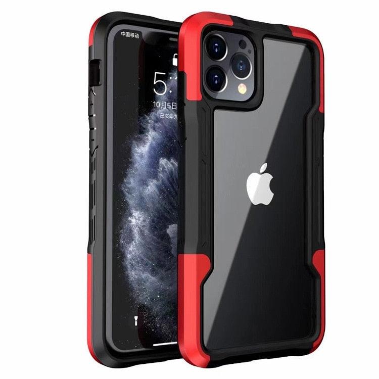 Shockproof Phone Case For iPhone 12 11 13 Pro Max Transparent Case For iPhone 11 12 13 Hard Soft Full Cover 360 Degree Protective Cover Simple Luxury Design Shiny iphone cover Stevvex