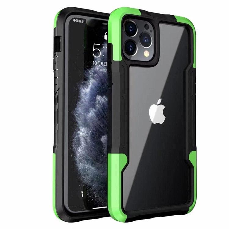 Shockproof Phone Case For iPhone 12 11 13 Pro Max Transparent Case For iPhone 11 12 13 Hard Soft Full Cover 360 Degree Protective Cover Simple Luxury Design Shiny iphone cover Stevvex
