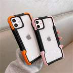 Shockproof Phone Case For iPhone 12 11 13 Pro Max Transparent Case For iPhone 11 12 13 Hard Soft Full Cover 360 Degree Protective Cover Simple Luxury Design Shiny iphone cover Stevvex