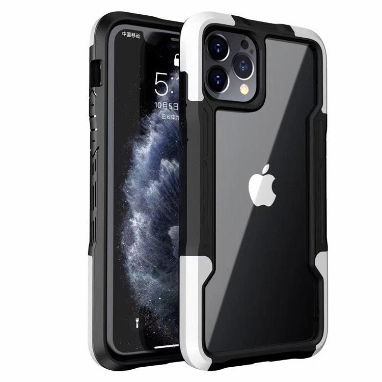 Shockproof Phone Case For iPhone 12 11 13 Pro Max Transparent Case For iPhone 11 12 13 Hard Soft Full Cover 360 Degree Protective Cover Simple Luxury Design Shiny iphone cover Stevvex