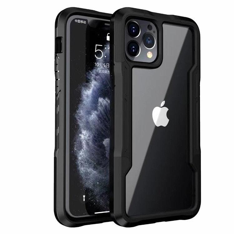 Shockproof Phone Case For iPhone 12 11 13 Pro Max Transparent Case For iPhone 11 12 13 Hard Soft Full Cover 360 Degree Protective Cover Simple Luxury Design Shiny iphone cover Stevvex