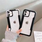 Shockproof Phone Case For iPhone 12 11 13 Pro Max Transparent Case For iPhone 11 12 13 Hard Soft Full Cover 360 Degree Protective Cover Simple Luxury Design Shiny iphone cover Stevvex