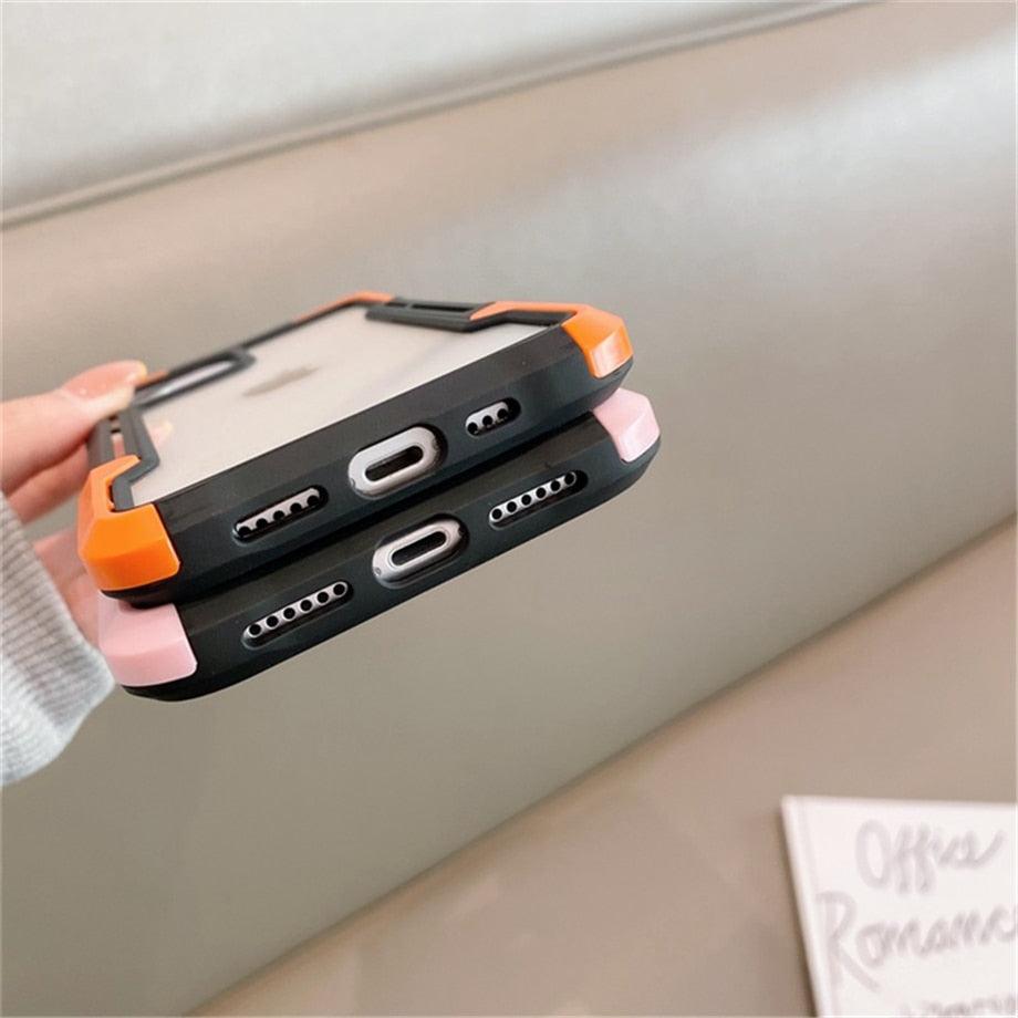 Shockproof Phone Case For iPhone 12 11 13 Pro Max Transparent Case For iPhone 11 12 13 Hard Soft Full Cover 360 Degree Protective Cover Simple Luxury Design Shiny iphone cover Stevvex