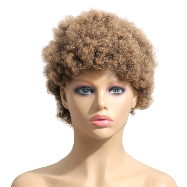 Short Afro Curly Human Hair Full Machine Wigs for Women 150% Density Short Hair Pixie Cut Wig Remy Human Hair Afro Wig For Black Women Gifts for Girlfriends Stevvex