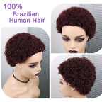 Short Curly Hair Wigs Pixie Cut Brazilian Human Hair For Black Women Natural Black 150% Density Glueless Afro Kinky Curly Human Hair Wig For Black Women Gifts for Girlfriends Stevvex