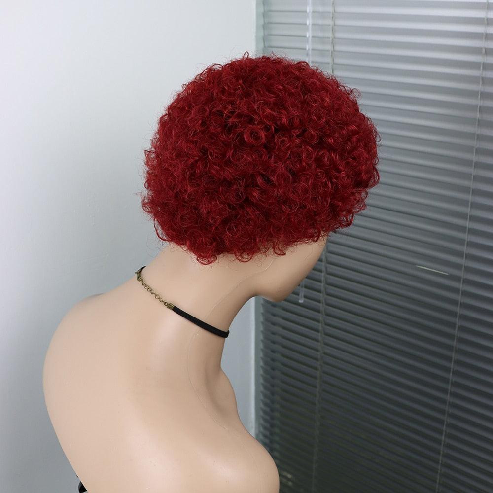 Short Curly Hair Wigs Pixie Cut Brazilian Human Hair For Black Women Natural Black 150% Density Glueless Afro Kinky Curly Human Hair Wig For Black Women Gifts for Girlfriends Stevvex