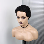 Short Curly Hair Wigs Pixie Cut Brazilian Human Hair For Black Women Natural Black 150% Density Glueless Afro Kinky Curly Human Hair Wig For Black Women Gifts for Girlfriends Stevvex