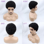 Short Curly Hair Wigs Pixie Cut Brazilian Human Hair For Black Women Natural Black 150% Density Glueless Afro Kinky Curly Human Hair Wig For Black Women Gifts for Girlfriends Stevvex