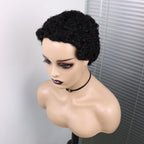 Short Curly Hair Wigs Pixie Cut Brazilian Human Hair For Black Women Natural Black 150% Density Glueless Afro Kinky Curly Human Hair Wig For Black Women Gifts for Girlfriends Stevvex