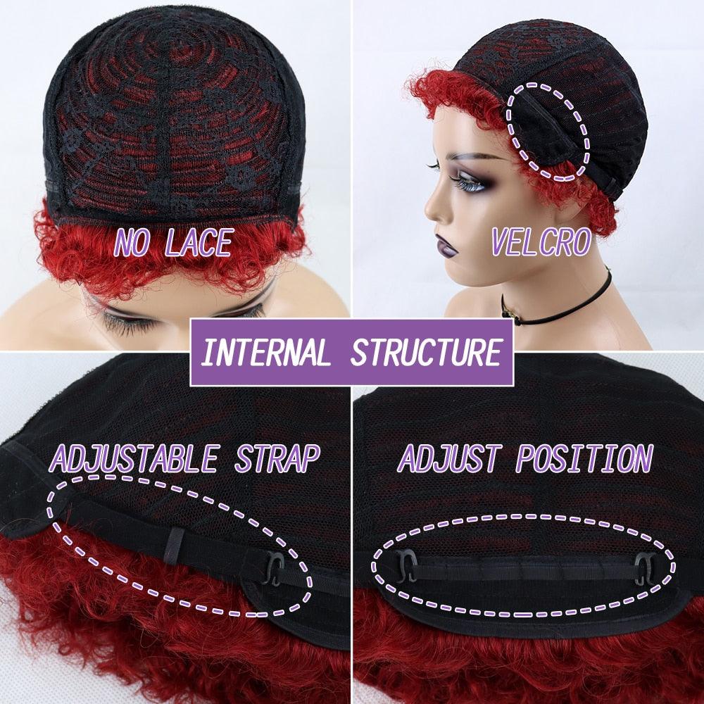 Short Curly Hair Wigs Pixie Cut Brazilian Human Hair For Black Women Natural Black 150% Density Glueless Afro Kinky Curly Human Hair Wig For Black Women Gifts for Girlfriends Stevvex