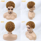 Short Curly Hair Wigs Pixie Cut Brazilian Human Hair For Black Women Natural Black 150% Density Glueless Afro Kinky Curly Human Hair Wig For Black Women Gifts for Girlfriends Stevvex
