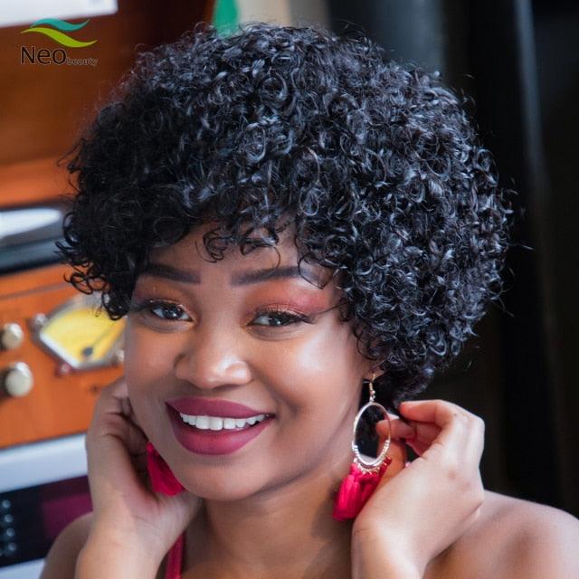 Short Curly Human Hair Wigs Pixie Cut Wigs Lace Front Wigs for Women Remy Hair Wig for Women Pre Plucked with Baby Hair Wigs For Black Women Gifts for Girlfriends Stevvex