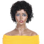 Short Pixie Cut Wig Bob Curly Human Hair Wig Brazilian Hair Wigs for Women Pre Plucked with Baby Hair Non Lace Human Hair Wigs For Black Women Gifts for Girlfriends Stevvex