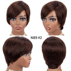 Short Pixie Cut Wig Human Hair Wigs Straight Bob Wigs With Bangs Full Machine Human Hair Wig for Black Women Black & Ombre Wigs For Black Women Gifts for Girlfriends Stevvex