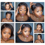 Short Pixie Cut Wig Transparent Lace Human Hair Wigs For Women Straight Frontal Wig Side Part Bob Wig Short Lace Part Wigs For Black Women Gifts for Girlfriends Stevvex