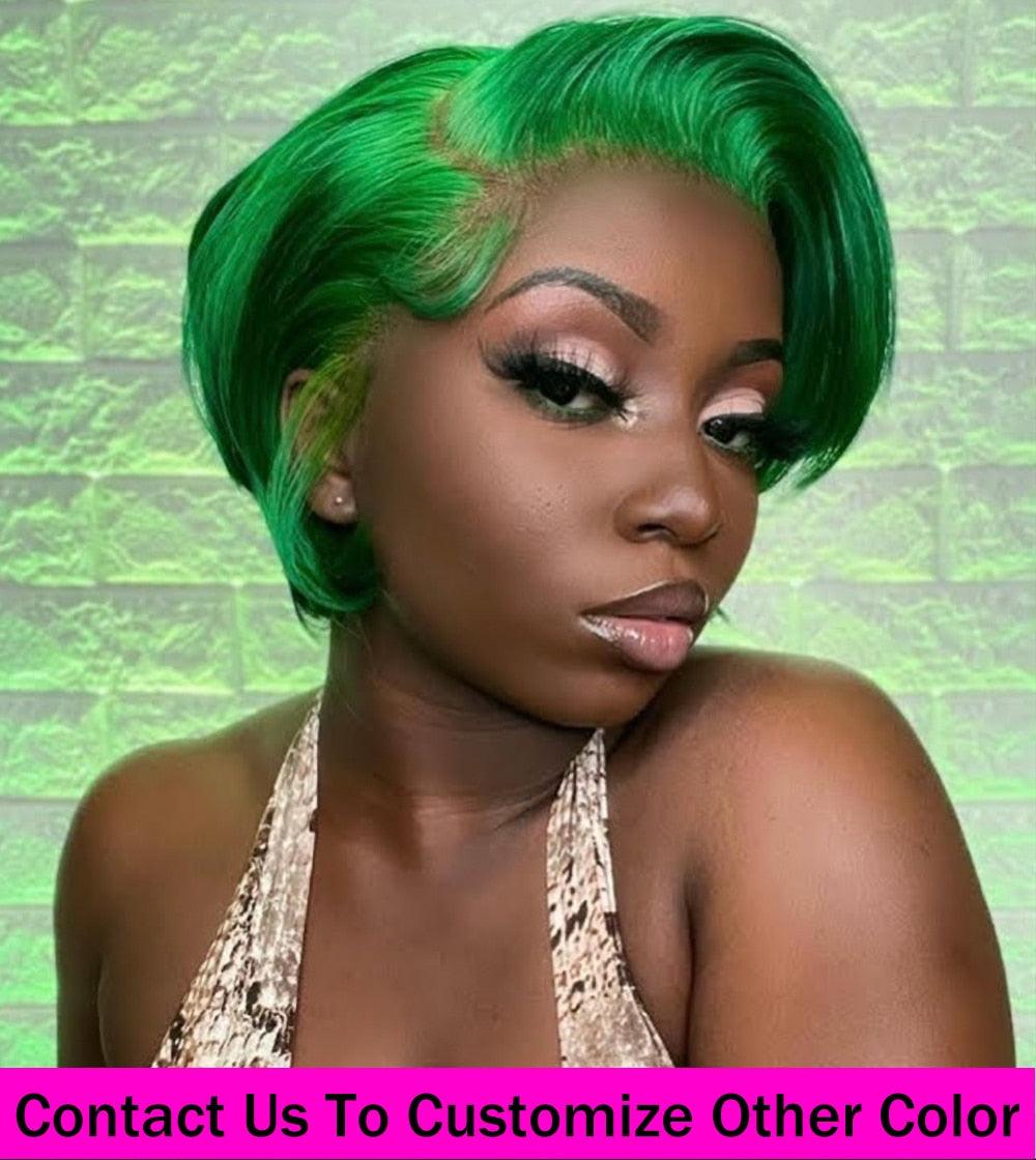 Short Pixie Cut Wig Transparent Lace Human Hair Wigs For Women Straight Frontal Wig Side Part Bob Wig Short Lace Part Wigs For Black Women Gifts for Girlfriends Stevvex