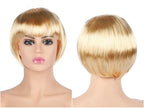 Short Straight Synthetic Blonde Pink Red Black Brown Blue 10" Bob Wigs with Bangs for Women Halloween Cosplay Party For Black Women Gifts for Girlfriends Stevvex
