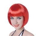 Short Straight Synthetic Blonde Pink Red Black Brown Blue 10" Bob Wigs with Bangs for Women Halloween Cosplay Party For Black Women Gifts for Girlfriends Stevvex