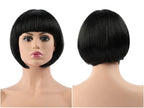 Short Straight Synthetic Blonde Pink Red Black Brown Blue 10" Bob Wigs with Bangs for Women Halloween Cosplay Party For Black Women Gifts for Girlfriends Stevvex