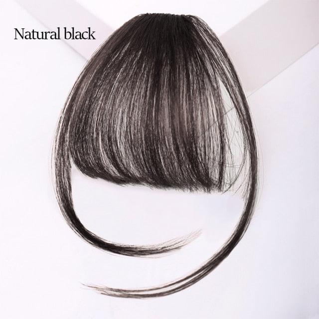 Short Synthetic Bangs Heat Resistant Hairpieces Hair Women Natural Short Fake Hair Air Bangs Hair Clips For Extensions Natural Flat Neat Bangs With Temples For Women One Piece Hairpiece Stevvex