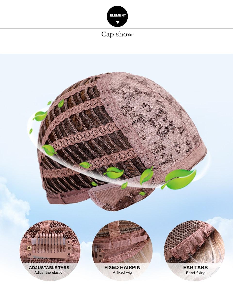 Short Synthetic Straight Bob Wig with Side Fringe Mixed Brown Color Natural Hairline Heat Resistant Party Wigs For Black Women Cosplay Wigs For Women Stevvex
