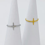 Side Cross Ring Minimalist Gold Silver Stacking Band