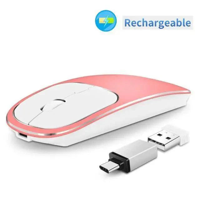 Silent White Slim 2.4G Wireless Rechargeable USB Portable Mouse Ultra Thin 1600DPI  Noiseless Ergonomic Mice For Laptop Stevvex