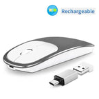 Silent White Slim 2.4G Wireless Rechargeable USB Portable Mouse Ultra Thin 1600DPI  Noiseless Ergonomic Mice For Laptop Stevvex