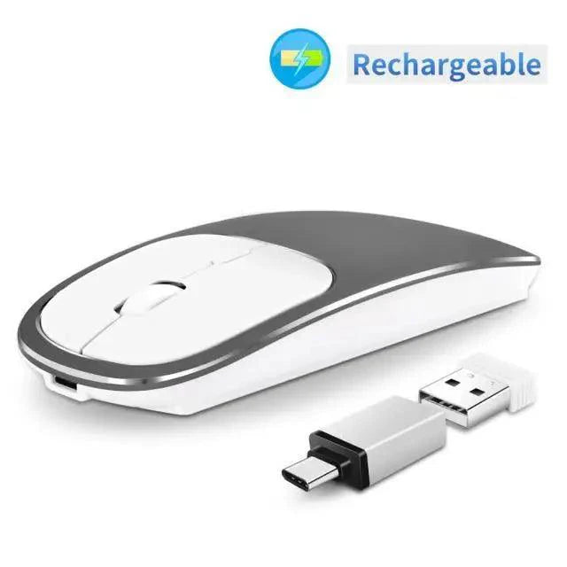 Silent White Slim 2.4G Wireless Rechargeable USB Portable Mouse Ultra Thin 1600DPI  Noiseless Ergonomic Mice For Laptop Stevvex